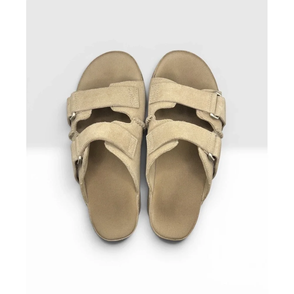 Ugg Women's Goldenstar Hi Slide Sandals Sz 8 Sand Suede Duel Adj Strap -1965 - Picture 4 of 7